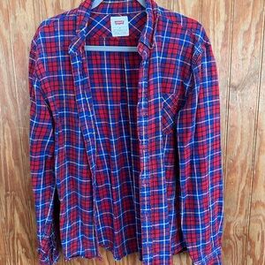 Levi's Vibrant Red and Blue Plaid Shirt